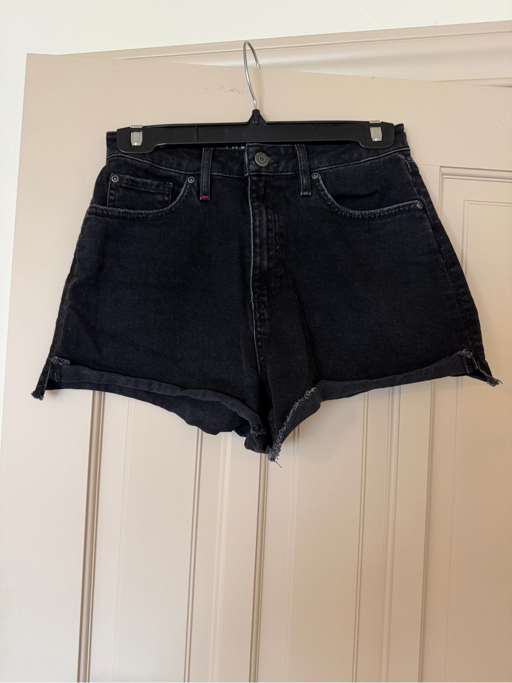 Idyllwind Black High-Rise Rolled Hem Denim Shorts